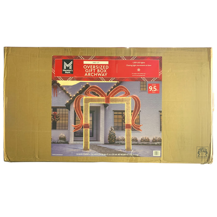 Member's Mark Pre-Lit Oversized Gift Box Archway Holiday Yard Decor, Over 9.5'