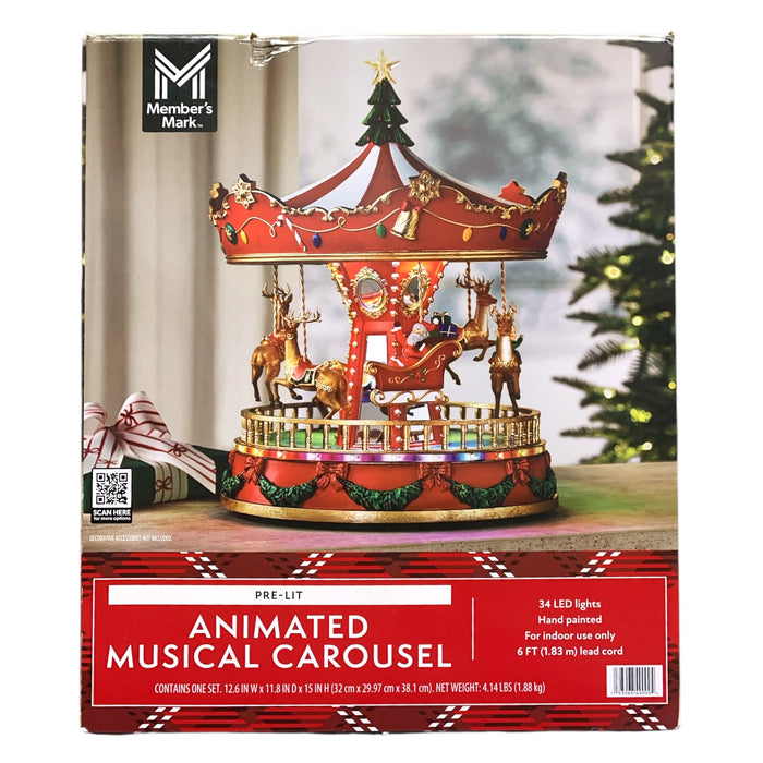 Member's Mark Hand-Painted Pre-Lit Animated Musical Carousel, 15"