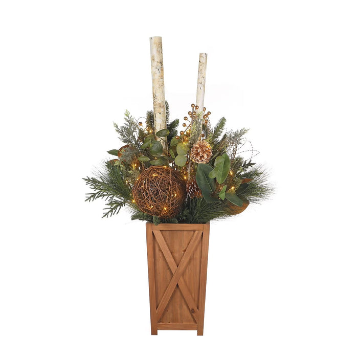 Member's Mark Pre-Lit 4-Foot Decorative Topiary, Natural with Gold Berries