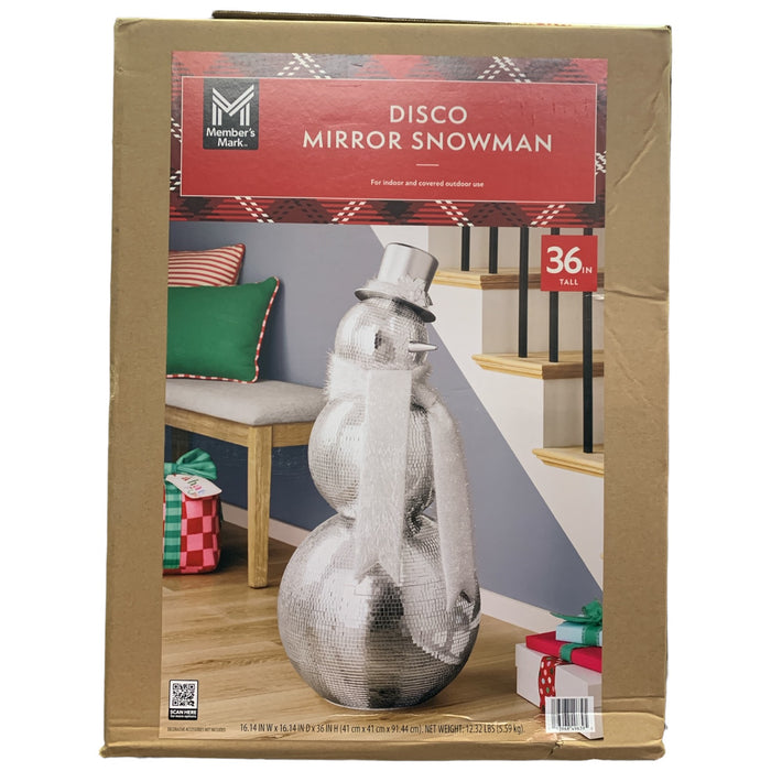 Member's Mark Disco Mirror Snowman, 36-Inch Tall Festive Holiday Decoration