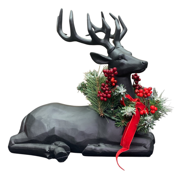 Member's Mark Carved Winter Deer Decor, Set of 2, Resin, Black