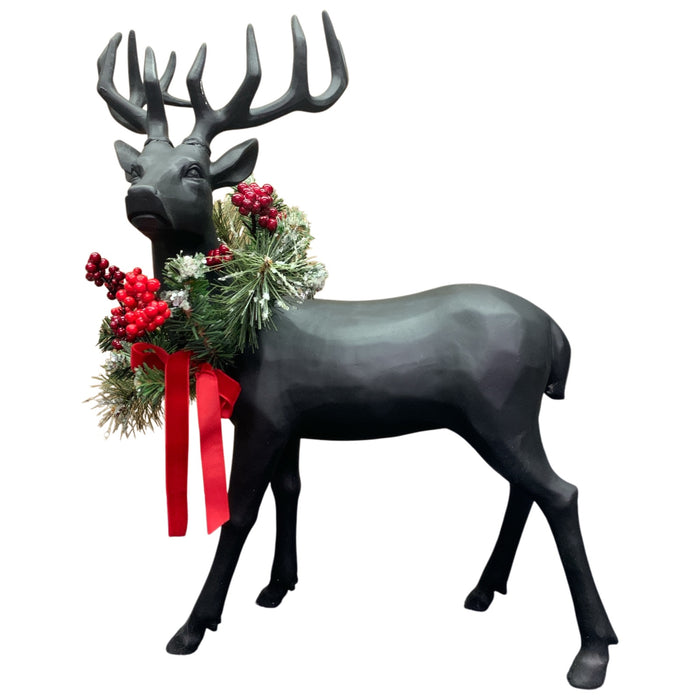 Member's Mark Carved Winter Deer Decor, Set of 2, Resin, Black