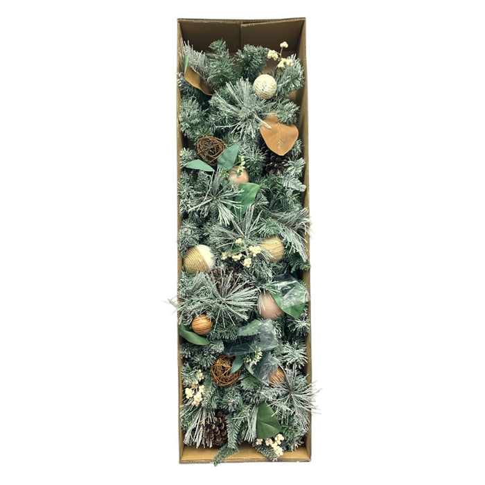 Member's Mark Pre-Lit 9 Foot Decorated Garland, Evergreen, Warm White LEDs