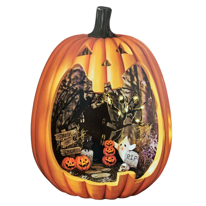 Member's Mark Pre-Lit Halloween Pumpkin Scene with Warm White LED Lights, Orange