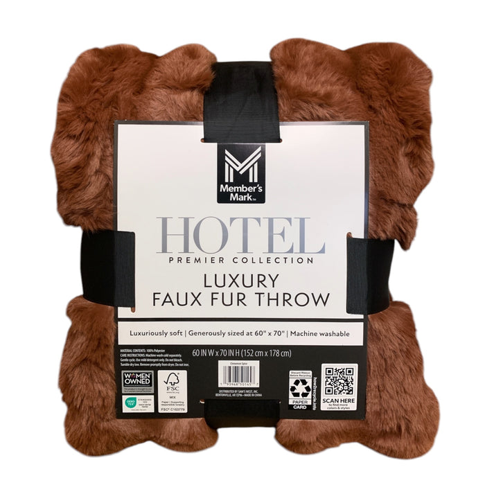 Member's Mark Hotel Premier Collection Luxury Faux Fur Throw, 60" x 70"