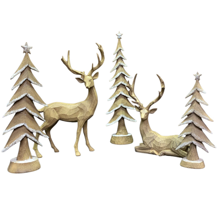 Member's Mark Woodland Decor Set, 5-Piece Holiday Display with Deer and Trees