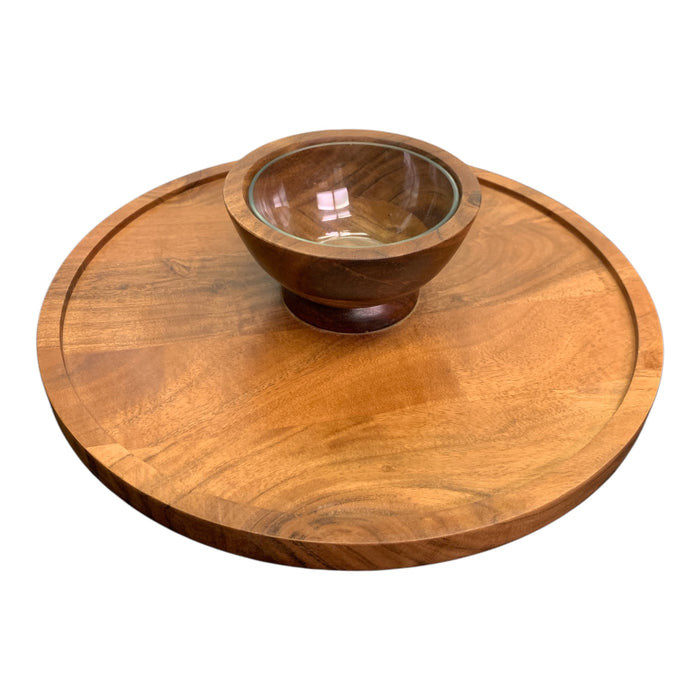 Member's Mark 2-in-1 Cake Stand and Serving Tray, Acacia Wood, 14"x14"x11.22"