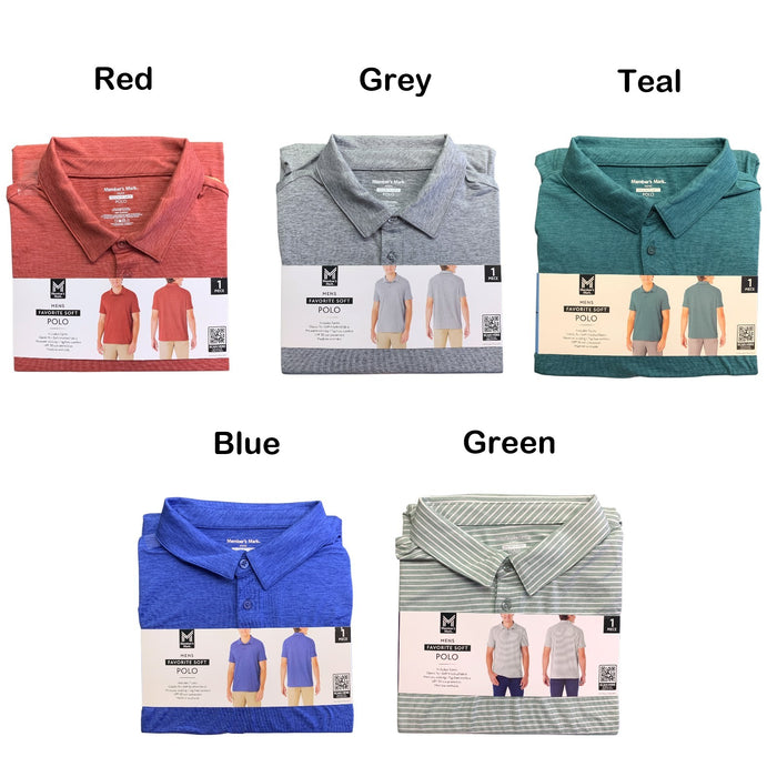 Member's Mark Mens Favorite Soft Polo, Classic Fit, Tag-Free, Polyester Blend