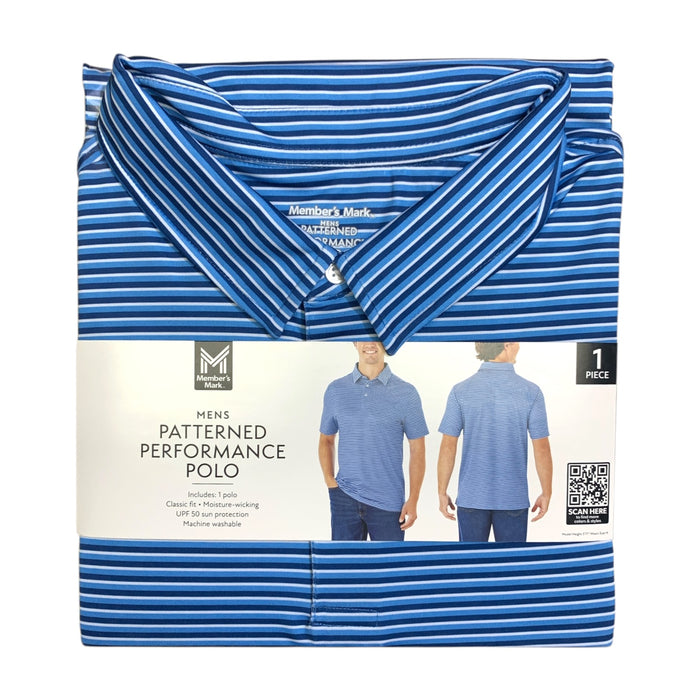 Member's Mark Mens Patterned Performance Polo, Classic Fit, Moisture-Wicking
