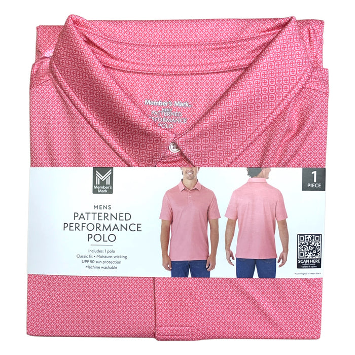 Member's Mark Mens Patterned Performance Polo, Classic Fit, Moisture-Wicking