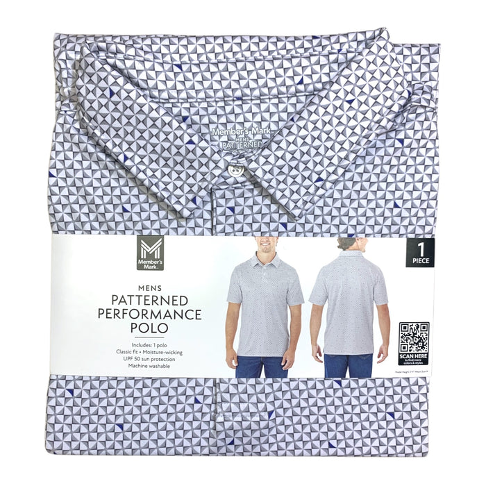 Member's Mark Mens Patterned Performance Polo, Classic Fit, Moisture-Wicking
