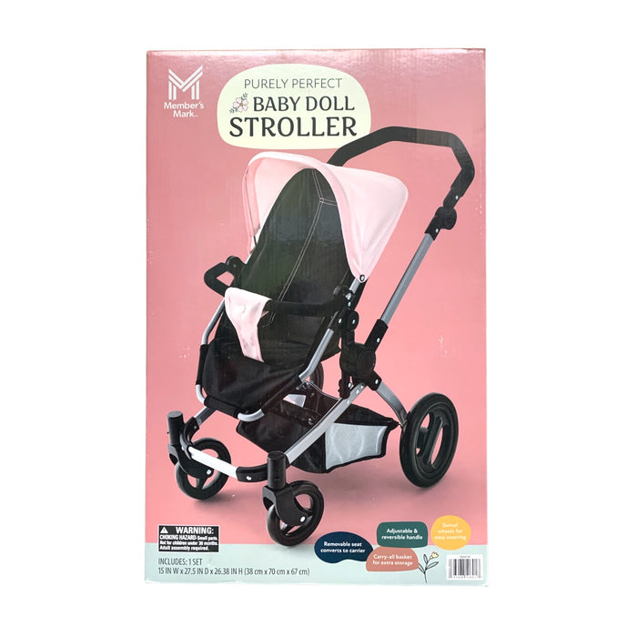 Member's Mark Purely Pefect Baby Doll Stroller, Adjustable Handle, Carrier