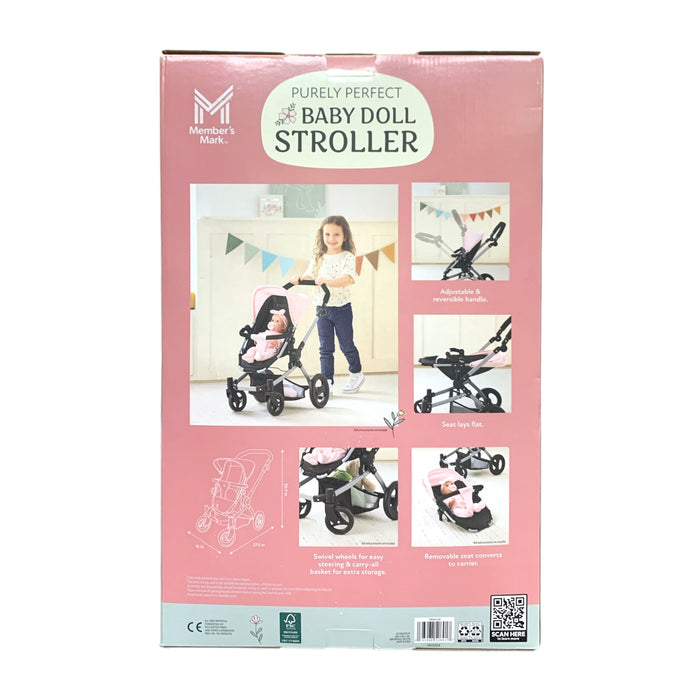 Member's Mark Purely Pefect Baby Doll Stroller, Adjustable Handle, Carrier