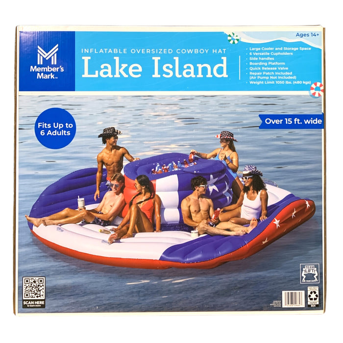 Member's Mark Inflatable Oversized Cowboy Hat Lake Island, Blue