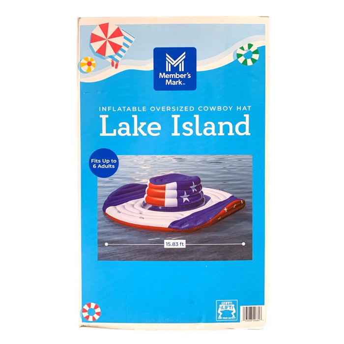 Member's Mark Inflatable Oversized Cowboy Hat Lake Island, Blue
