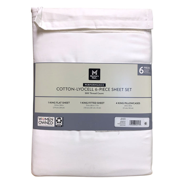 Member's Mark 500TC Performance Cotton-Lyocell Sheet Set, 6 Piece, King