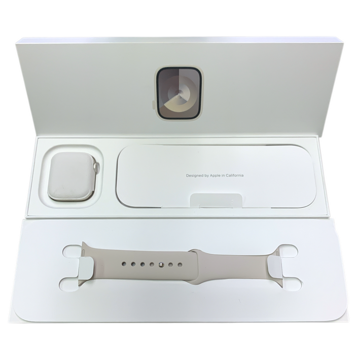 Apple Watch Series 9, 41mm Starlight Aluminum Case & S/M Sports Band, MR8T3LL/A