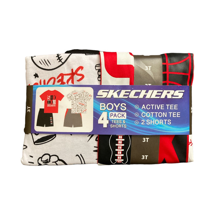 Skecher's Boy's 4-Pack Cotton Tees & Active Shorts Playwear Set