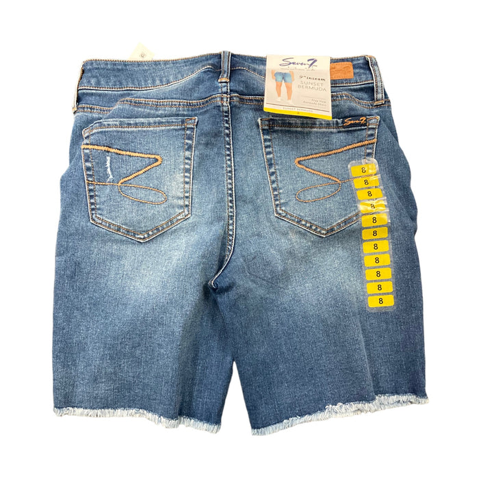 Seven7 Women's 9" Fray Hem Comfortable Relaxed Fit Denim Weekend Short