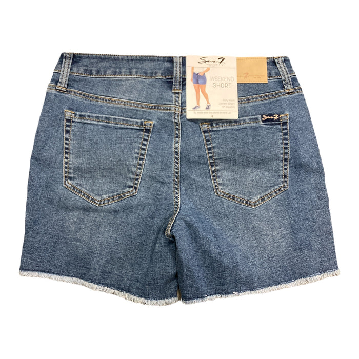 Seven7 Women's 5" Fray Hem Mid Rise Comfortable Denim Weekend Short