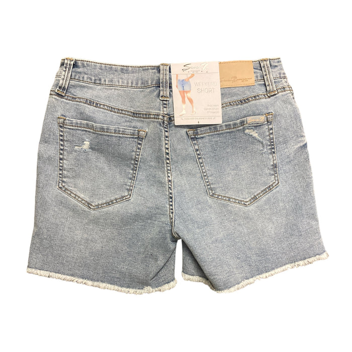 Seven7 Women's 5" Fray Hem Mid Rise Comfortable Denim Weekend Short