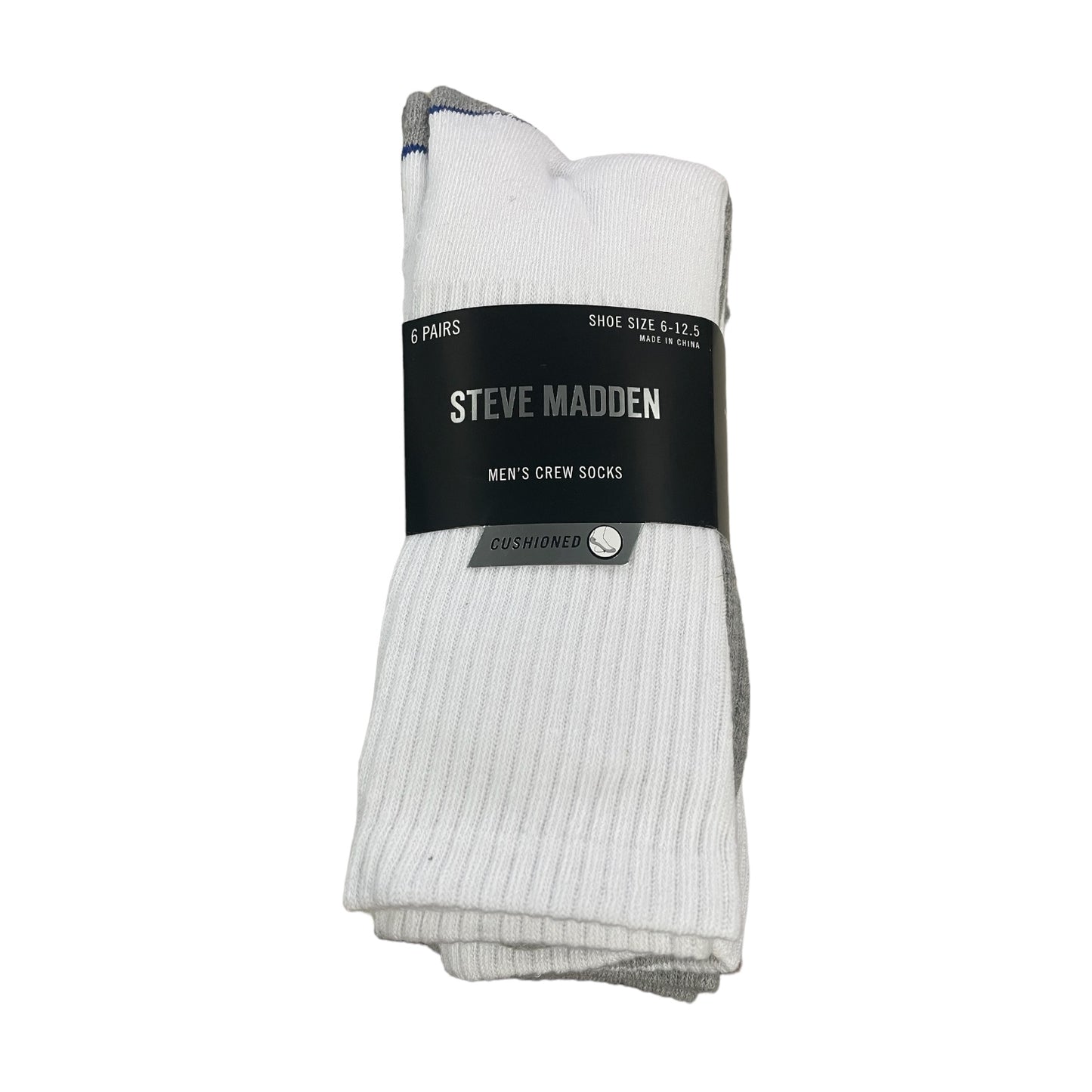Steve Madden Men's Cushioned Comfy Athletic 6 Pack Crew Socks