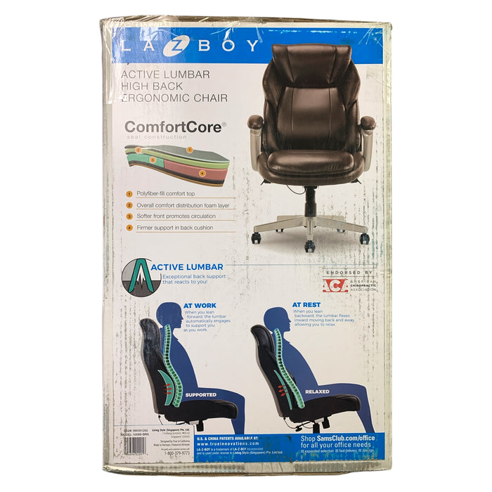 La-Z-Boy Westley Big & Tall Executive Office Chair, Active Lumbar Support, Brown