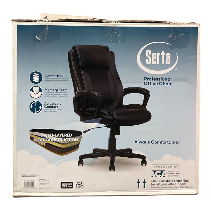 Serta Mid-Back Office Chair With Mesh Accents And Memory Foam, Black