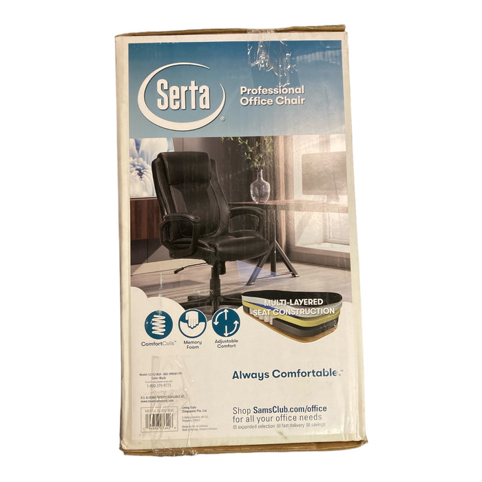 Serta Mid-Back Office Chair With Mesh Accents And Memory Foam, Black