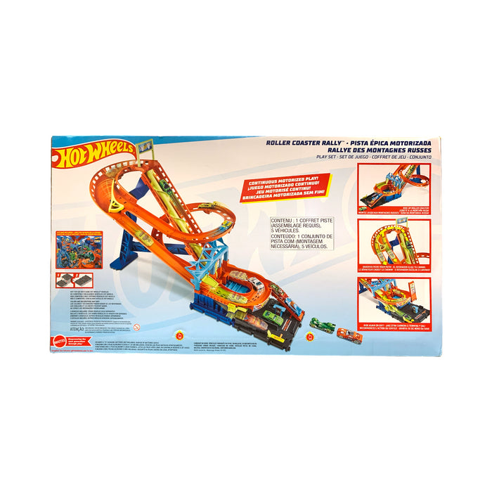 Hot Wheels City Motorized Roller Coaster Rally Vehicle Playset, 5 Cars Included