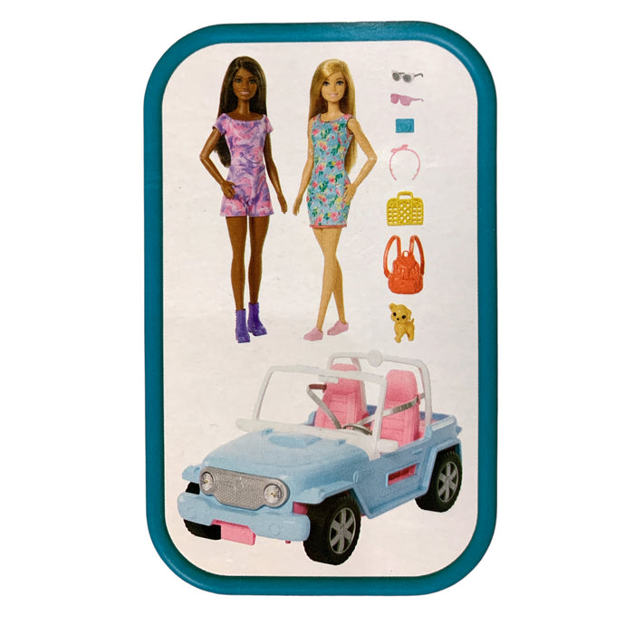 Barbie & Friends Blue Jeep Vehicle Playset with Accessories, Includes 2 Dolls