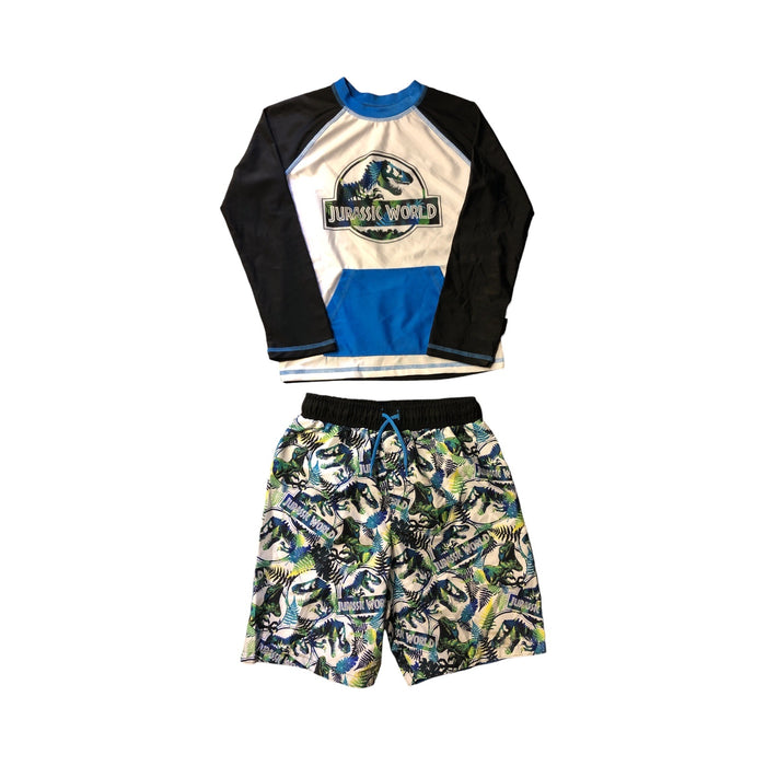 Jurassic World Boys Swimwear Bottoms and Rash Guard Shirt Two Piece Set