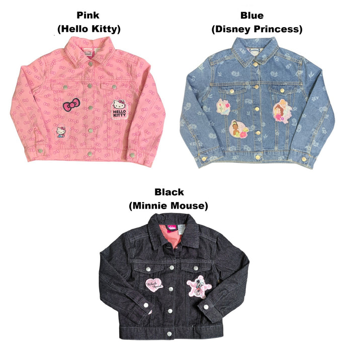 DreamWave Girl's Licensed Character Long Sleeve Denim Jacket with Patches