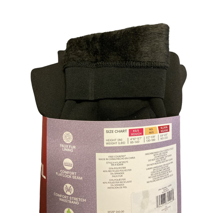 Free Country Women's 2 Pack Faux Fur Lined Comfort Stretch Waistband Leggings