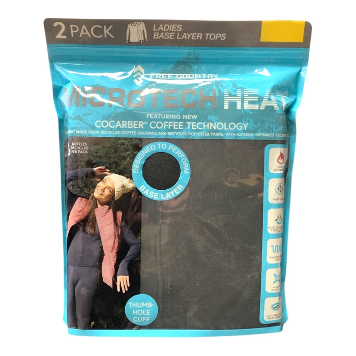 Free Country Ladies Microtech Heat Base Layer Top 2-Pack, Cocarber Coffee Tech