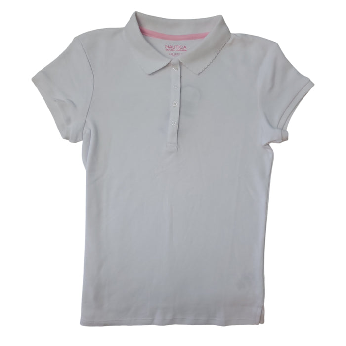 Nautica Youth Girl's Stretch Short Sleeve Collared School Uniform Classic Polo