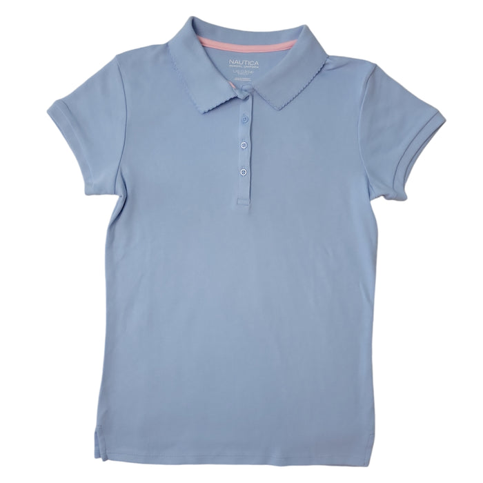 Nautica Youth Girl's Stretch Short Sleeve Collared School Uniform Classic Polo