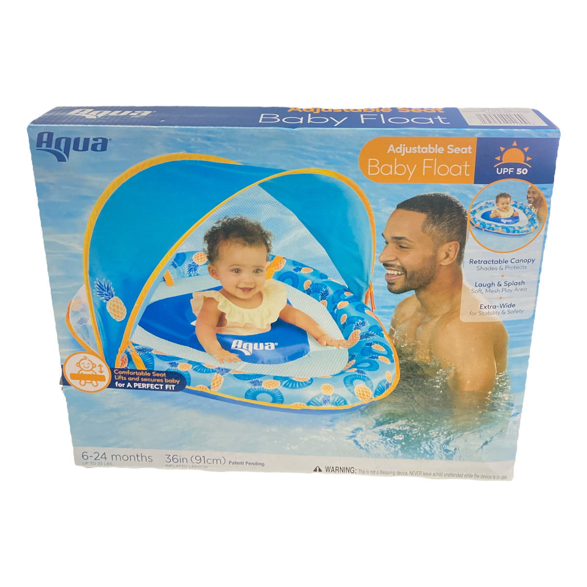 Aqua Leisure Adjustable Seat Baby Pool Float w/ Retractable Canopy, Pi ...