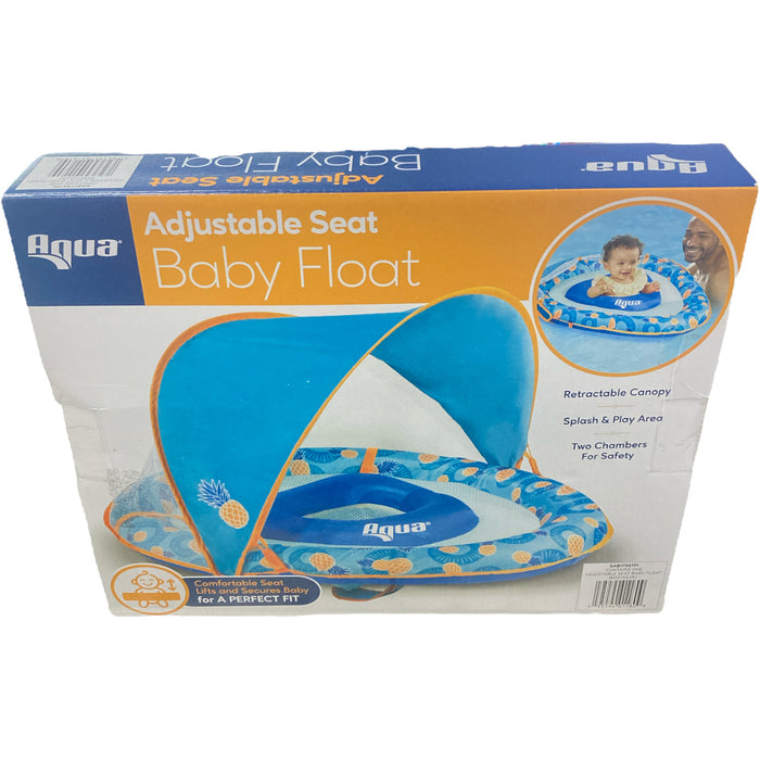 Aqua Leisure Adjustable Seat Baby Pool Float w/ Retractable Canopy, Pineapple
