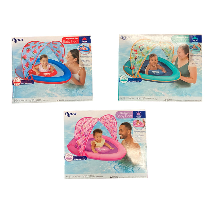 Aqua Splash And Play Adjustable Seat Baby Float with Retractable Canopy