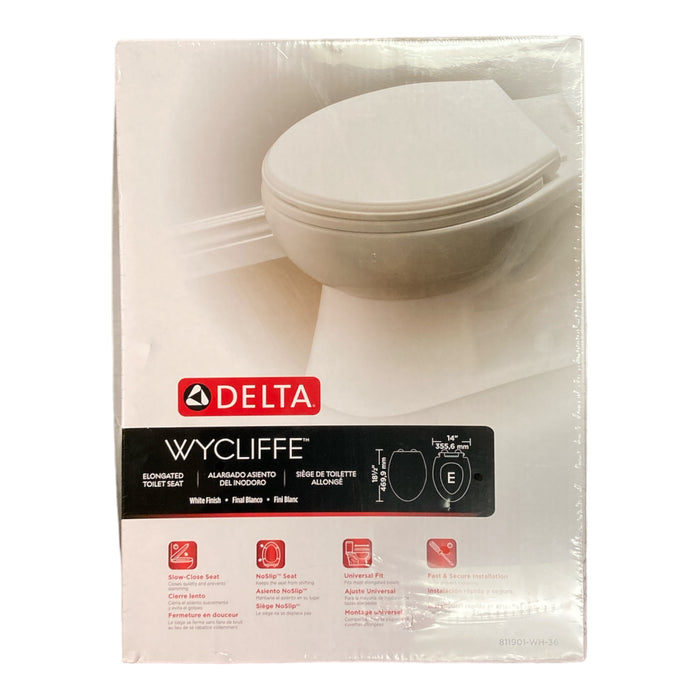 Delta Wycliffe Slow-Close Elongated Toilet Seat, White