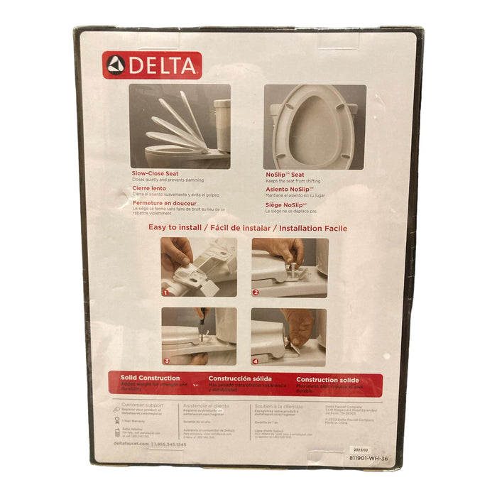 Delta Wycliffe Slow-Close Elongated Toilet Seat, White