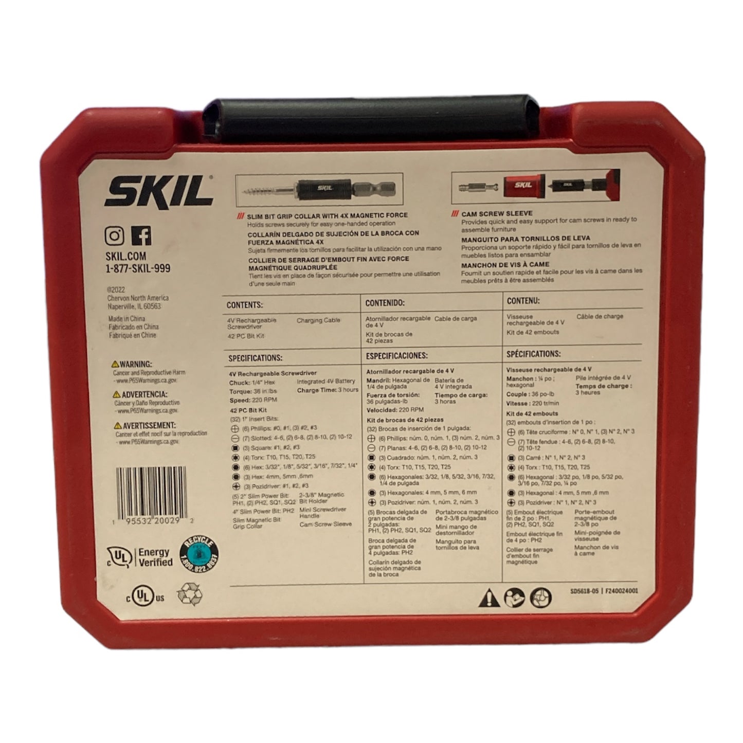 SKIL Rechargeable 4V Pilot Screwdriver with 42 Piece Bit Kit Case