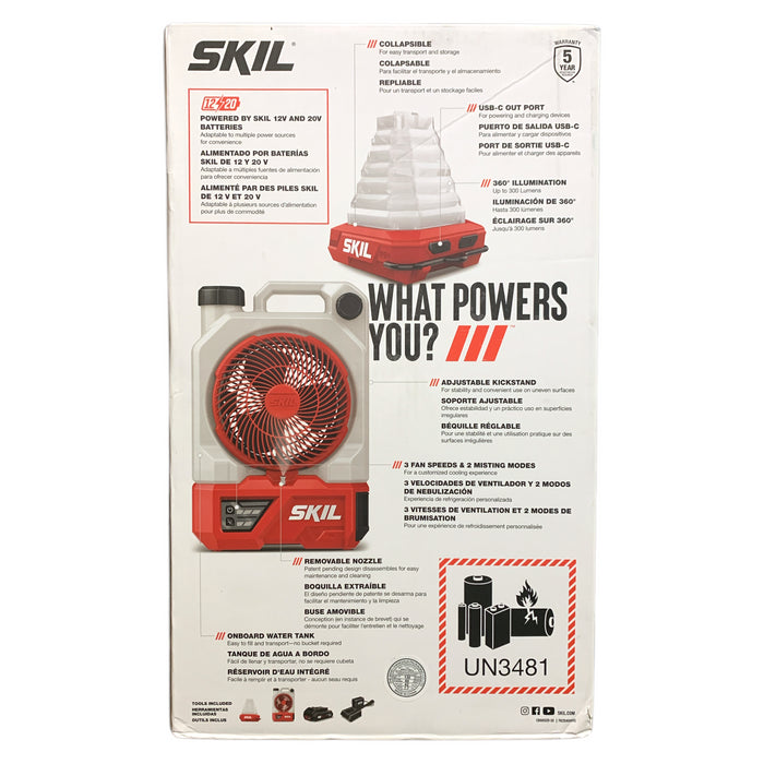 SKIL PWRCore 20 12V/20V 7" Misting Fan and Collapsible Lantern, 20V Kit