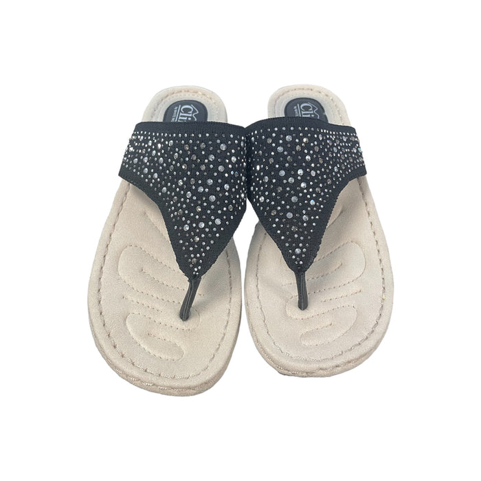 Cliffs By White Mountain Women's Cushioned Insole Bling Wedge Sandal