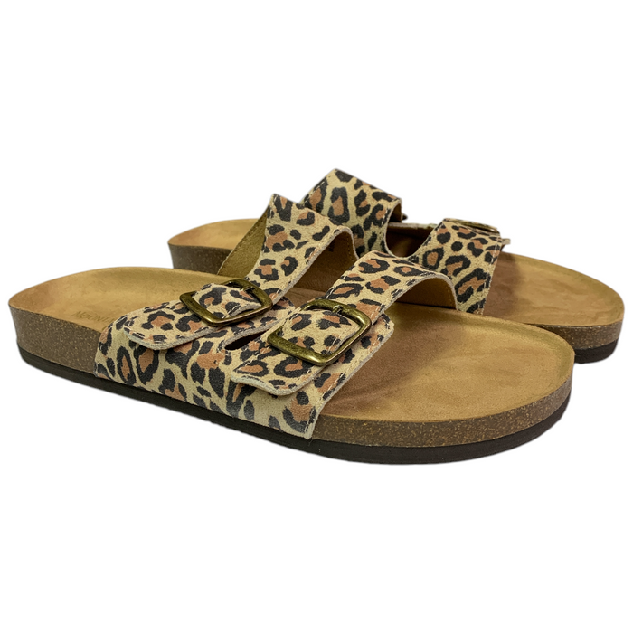 Mountain Sole Women's Easy Slide-On Double Buckle Leather Sandal