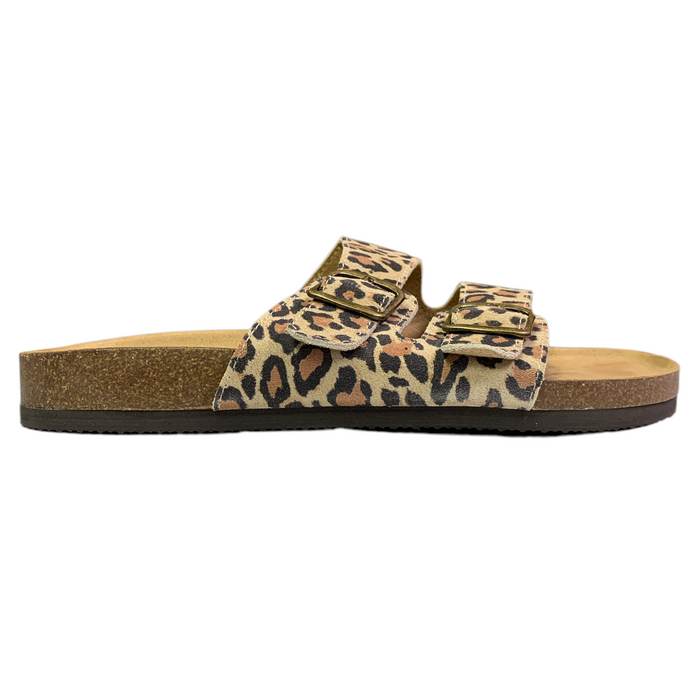 Mountain Sole Women's Easy Slide-On Double Buckle Leather Sandal