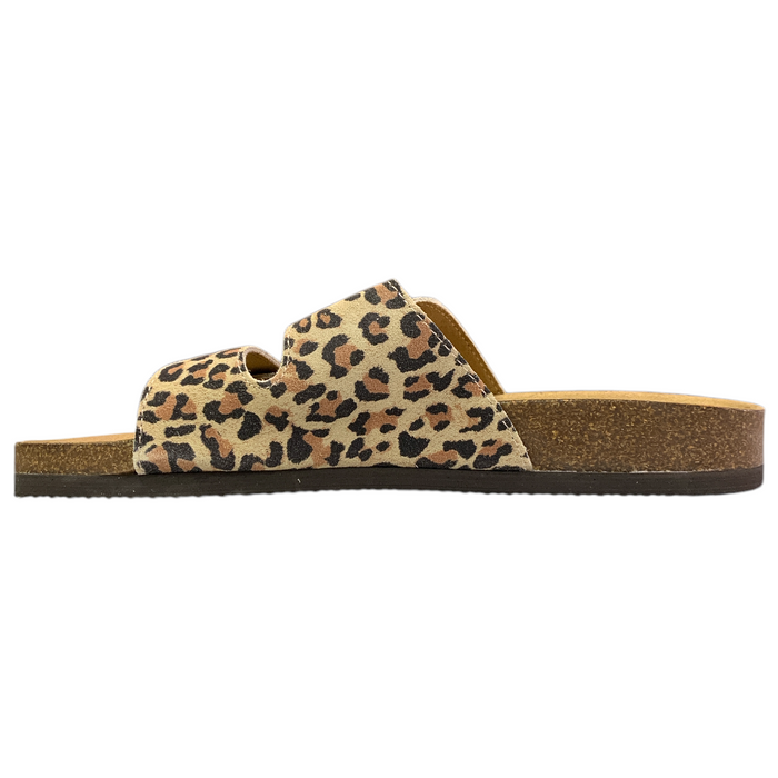 Mountain Sole Women's Easy Slide-On Double Buckle Leather Sandal
