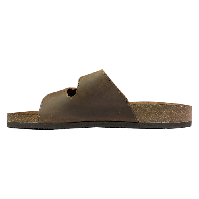 Mountain Sole Women's Easy Slide-On Double Buckle Leather Sandal