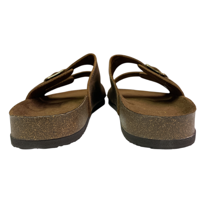Mountain Sole Women's Easy Slide-On Double Buckle Leather Sandal
